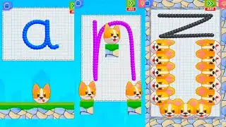 Draw Puzzle abcdefghijklmnopqrstuvwxyz + 12345678910 and Break The Dogs in 4K!