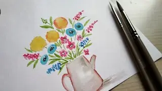 How to paint easy watercolor flowers//easy watercolor flowers bouquet painting 