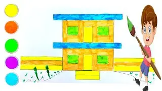 How to easy draw a cute House Color | Easy To draw a kids,Learn toddlers learning #butterfly #colors
