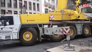 FAUN ATF 220 G5 Gr&uacute;as Maestranza montando Gr&uacute;a Torre COMANSA 5LC4010  en Plaza Magdalena (Sevilla)