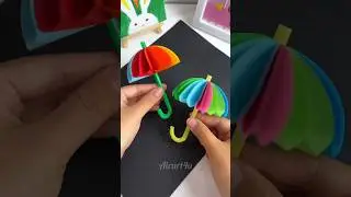 ☔ Umbrella paper craft🎨3d craft| umbrella making🖌️#easycraft💡