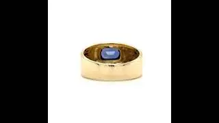 2.82 Ct Blue Sapphire 14K Yellow Gold Men&rsquo;s Gypsy Ring