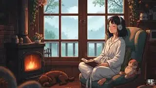 Cozy Ghibli Rain ASMR 🌧️ Fireplace & Soft Music for Reading, Relaxing, Sleeping 2