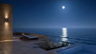Ocean Waves Below a Cliffside Villa at Midnight | Luxury Night Sleep Ambience