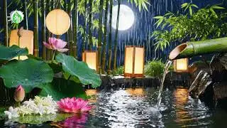 Deep Sleep Sounds 🌙🌧️ Night Rain with Bamboo Water Ambience