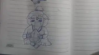 Ganpati papa drawing holding in Modak