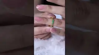Real Emerald Band Ring | Half Eternity Anniversary Ring | May Birthstone Jewelry