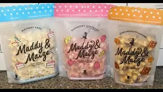 Maddy & Maize Gourmet Popcorn: Birthday Cake, Raspberry Lemonade, Dark Chocolatey Caramel