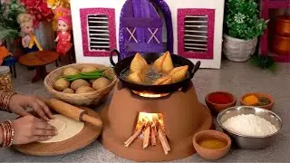 Crispy Aloo Samosa Miniature Recipe | Mini Cooking Samosa | Tiny Food ASMR