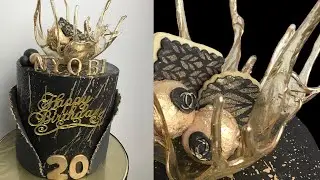 Cake decorating tutorials | CAKE |  black gold |Sugarella Sweets عمل الزجاج الغذائي لتزيين الكيك