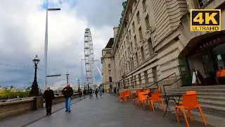 The Queens Walk | London Eye | London Walking Tour | LONDON 4K