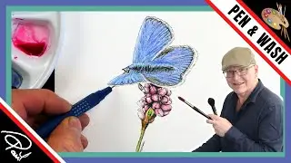 Ink and Wash BUTTERFLY PAINTING 🦋