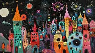Contemporary folk art. 1 hour 4K TV Wall Art screensaver.