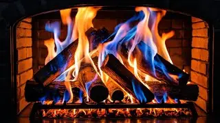 12 Hours 🔥 Cozy Brick Fireplace with Dancing Blue Flames | Winter Living Room Fireplace TV