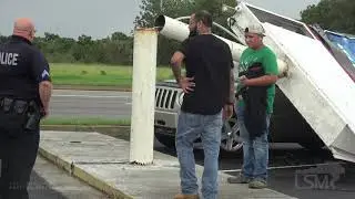 9-4-19 Brunswick, Georgia Dorian - Winds in Band Downs Sign - Crushes Vehicle
