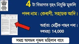 Latest Assam Govt August Job Recruitment 2021 | Hslc & Hs  | No Exam Direct Joining|August13,2021