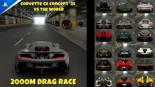 GRAN TURISMO 7 | 2150HP Corvette CX Concept 25 | VS THE WORLD 2KM DRAG BATTLE | HYPERCARS VISSION GT