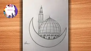 Masjid-e-nabvi drawing | 12 Rabi ul Awwal drawing | Eid milad un nabi drawing step by step