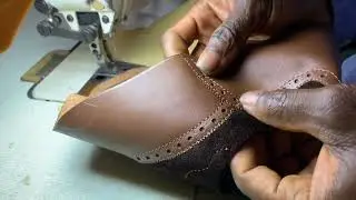 brown oxford material joining and stitching