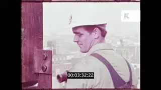 Construction Workers, Skyscraper, 1960s, 1970s, USA, HD