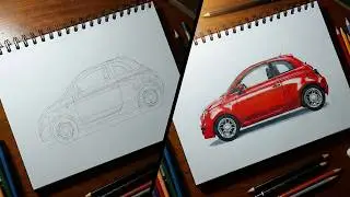 Drawing A Red Car With Color Pencils || Prismacolor Premier