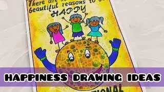 International day of happiness drawing/ world happiness day drawing/ world happiness day poster