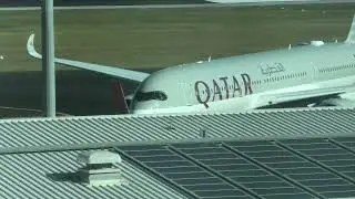 View From Room 708 @ Atura Hotel Adelaide Airport. Qatar taxing into terminal  (9/2/24) (4K Video)