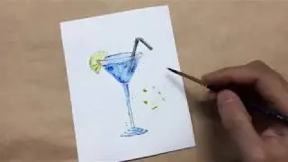 Watercolor painting a cocktail drink | Jvze