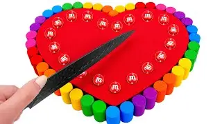 Satisfying Video l Kinetic Sand Rainbow Heart Cake Cutting ASMR