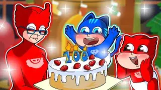 Mysterious Special Gift: Baby Catboy's Giant Birthday Cake Surprise!Baby Owlette's Happiness on Cake