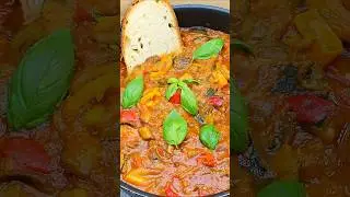 Peperonata mit Auberginen - Bunte Paprika | ASMR #viral #cooking #food #shorts #fyp #viralvideo