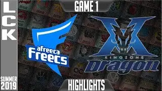AF vs KZ Highlights Game 1 | LCK Summer 2019 Week 2 Day 4 | Afreeca Freecs vs King Zone DragonX