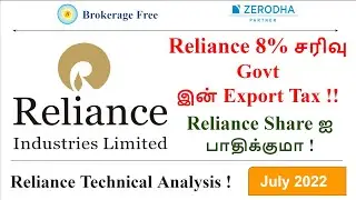 Reliance 8% சரிவு | Govt இன் Export Tax Reliance Share ஐ பாதிக்குமா| Technical Analysis-July 2022