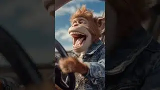 Shorts  # monkey car driving #monkey #car #cartoon #animation
