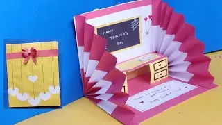 Happy teacher's day greeting card handmade // DIY - Teacher's day pop-up card ideas