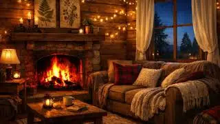 🔥 Cozy Fireplace Night 🕯️Warm Cabin Vibes & Snow Outside ❄️ Perfect for Sleep, Study & Relaxation 🎶