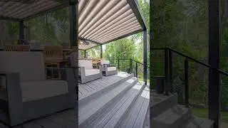 Dancing shade! #modernpergola #outdoorliving #louveredpergola #sundancepergolas  #patiocover #shorts
