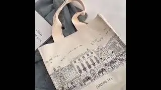 Women Canvas Shoulder Bag London Tea Print Shopping Bags Students Books Bags
