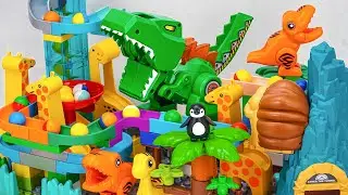 Satisfying Building Blocks Marble Run Very ! Block coasters filled with Giant Dinosaur