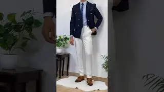 GRWM ✨ Navy Blue Double Breasted Suit  #suit #formal #oldmoney #shorts