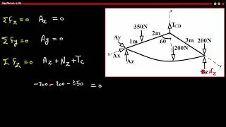 Equilibrium in 3d Part 2  (with supports) دفعة 2025