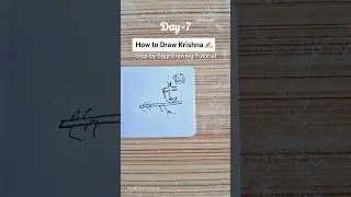 Day-7 How to Draw Krishna ✍️🏻 #shorts #shortsfeed #drawing #krishna #flute #challenge #youtubeshorts