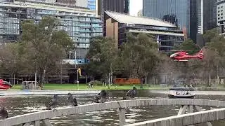 A Helicopter Landing In Melbourne City