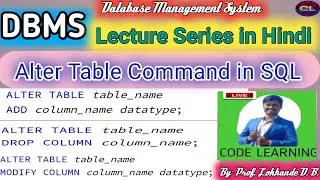 Alter Command in SQL |Alter table Command |SQL commands in DBMS |DDL Commands |Code Learning