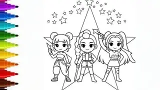 K-pop Demon Hunter Drawing Painting And Colouring For Kids And Toddlers, How To Draw K-pop Demon 👿