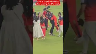 Kohli and Gayle celebrating after winning the IPL trophy #ipl #rcb #iplfinal2025 #viratkohli