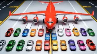 Red Cargo Plane Unloading Colorful Mini Toy Cars 🚗✈️ | Satisfying ASMR Toy Video