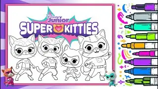 Coloring SuperKitties | Buddy, Bitsy, Ginny, and Sparks | Disney Junior Coloring Pages