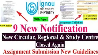 9 New Notification for All IGNOU Students || New Circular From IGNOU || Assignment New Guidelines