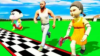 Shinchan and Franklin Playing SQUID GAME in Indian Bike Driving 3D